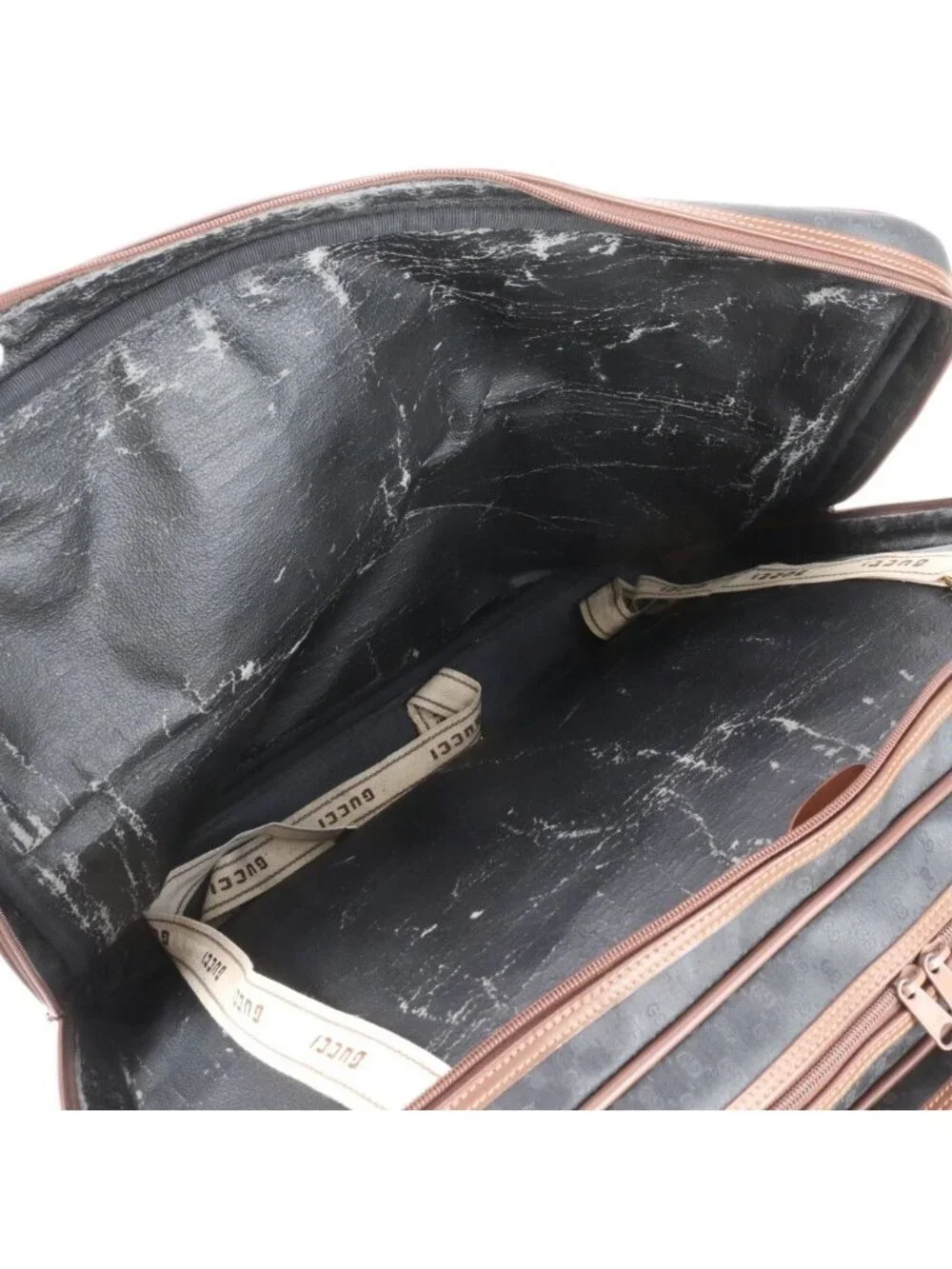 Gucci Micro GG 012 39 Leather Canvas Boston Bag Tote Carry
